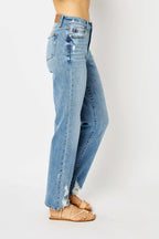 Judy Blue High Waist Heavy Destroy Straight Jeans – Edgy Denim Style