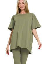 Cotton Round Neck Top & Legging Set – Zenana Comfy Lounge Wear