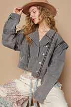 Cropped Denim Jacket – POL with Functional Zipper & Edgy Style