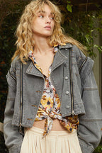 Cropped Denim Jacket – POL with Functional Zipper & Edgy Style