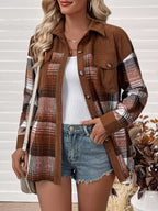 Plaid Button-Up Shacket with Chest Pockets – Cozy Casual Layer