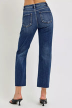 Risen High Rise Slim Barrel Tapered Leg Jeans