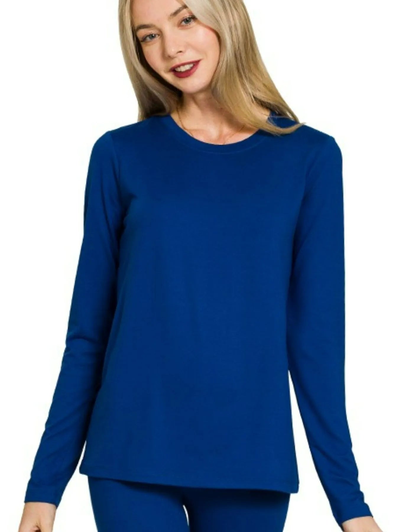 Microfiber Round Neck Top & Leggings Set – Soft & Stylish Loungewear