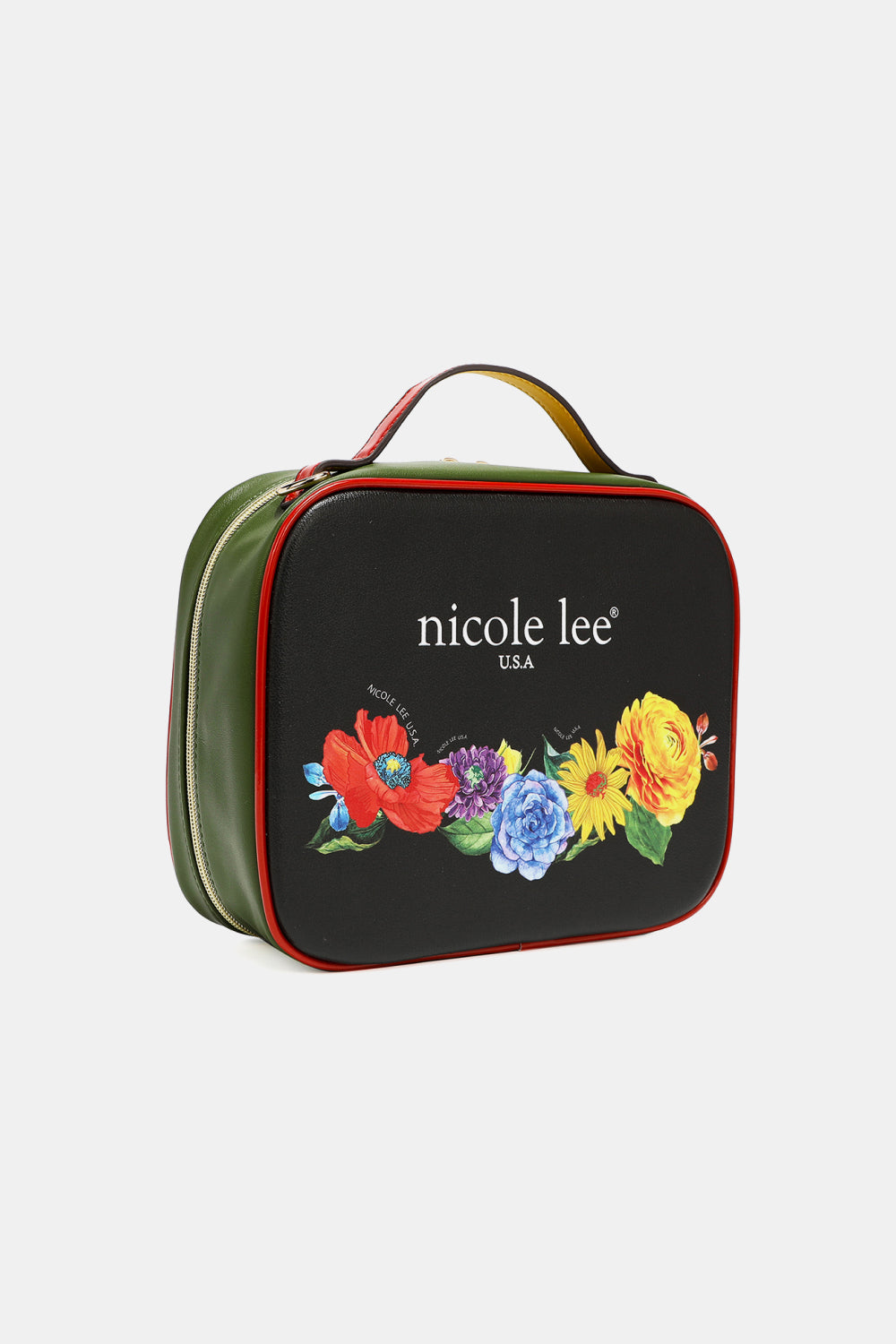 Nicole Lee Printed Handbag – Pebbled & Patent Leather with 3 Pouches