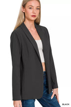 Zenana Open Front Blazer – Nude Beige Minimalist Structured Jacket