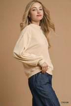 Velour Crewneck Balloon Sleeve Sweatshirt