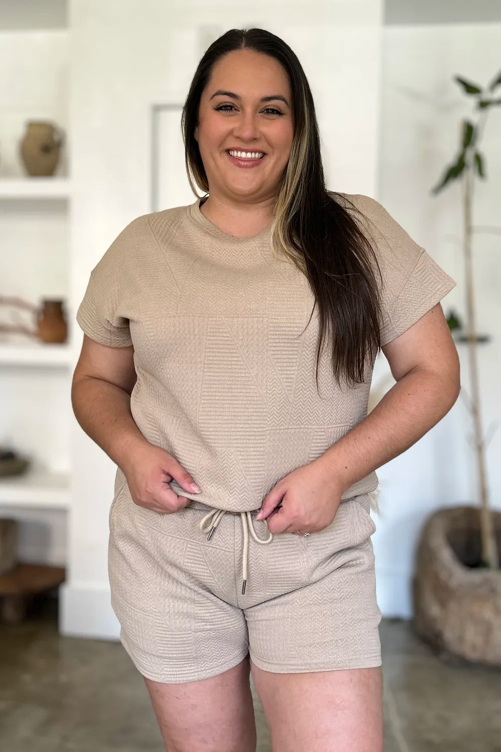 Textured Short Sleeve Top & Shorts Set – Comfy, Chic & Versatile