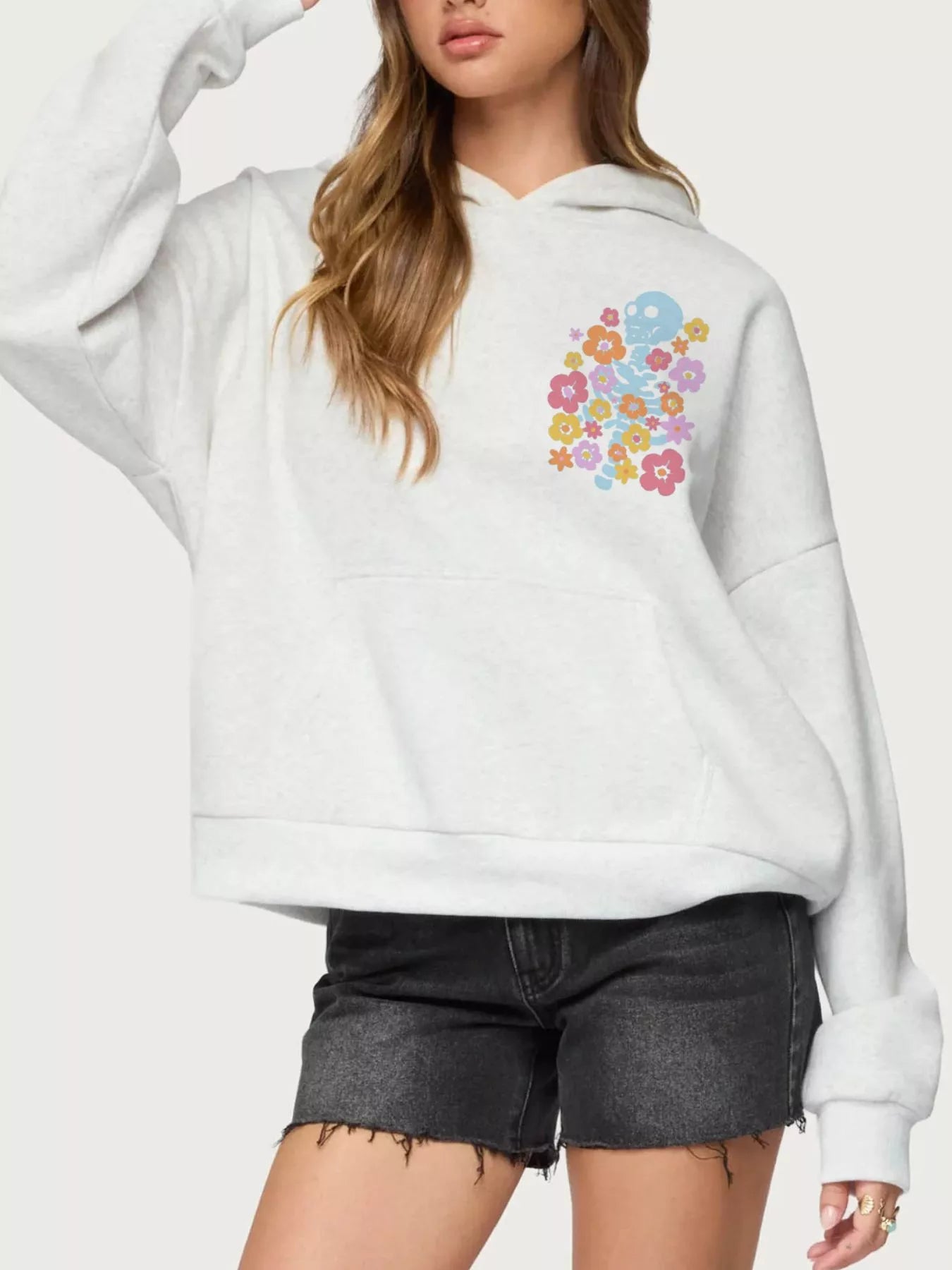 Drop Shoulder Graphic Hoodie with Kangaroo Pocket – Trendy Casual