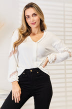 V-Neck Dropped Shoulder Blouse – Chic, Relaxed & Versatile