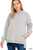 Zenana Fleece Hi-Low Boyfriend Sweatshirt with Pockets – Cozy Style