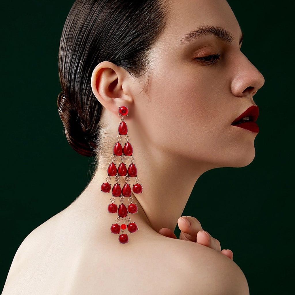 Alloy & Rhinestone Teardrop Earrings – Elegant Sparkling Jewelry