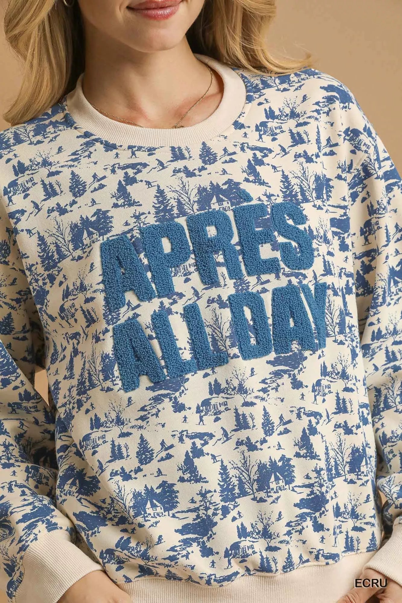 Scenic Print Cropped Sweatshirt – Trendy Casual Pullover