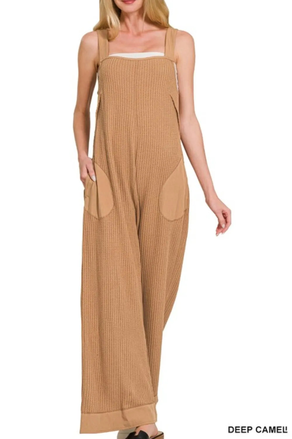 Knit Waffle Wide-Leg Overalls – Relaxed, Textured & Everyday Cozy