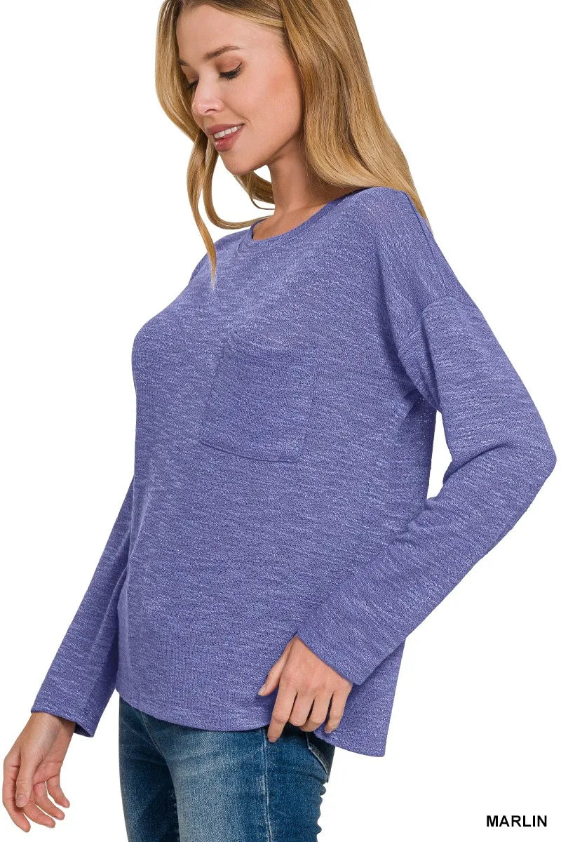 Zenana Heather Purple Long Sleeve T-Shirt – Soft, Relaxed Everyday Style