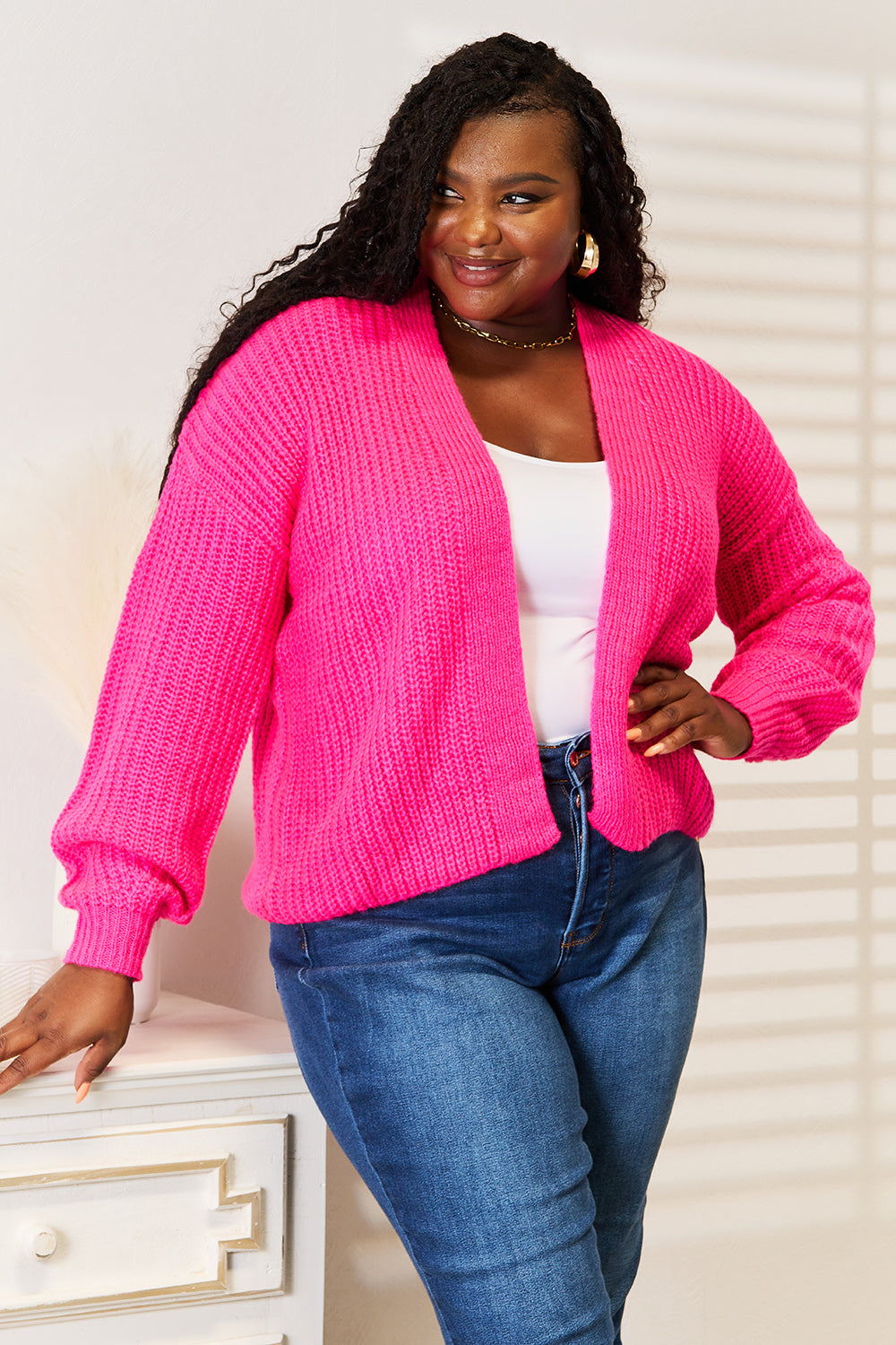 Rib-Knit Open-Front Cardigan – Effortless, Cozy & Stylish