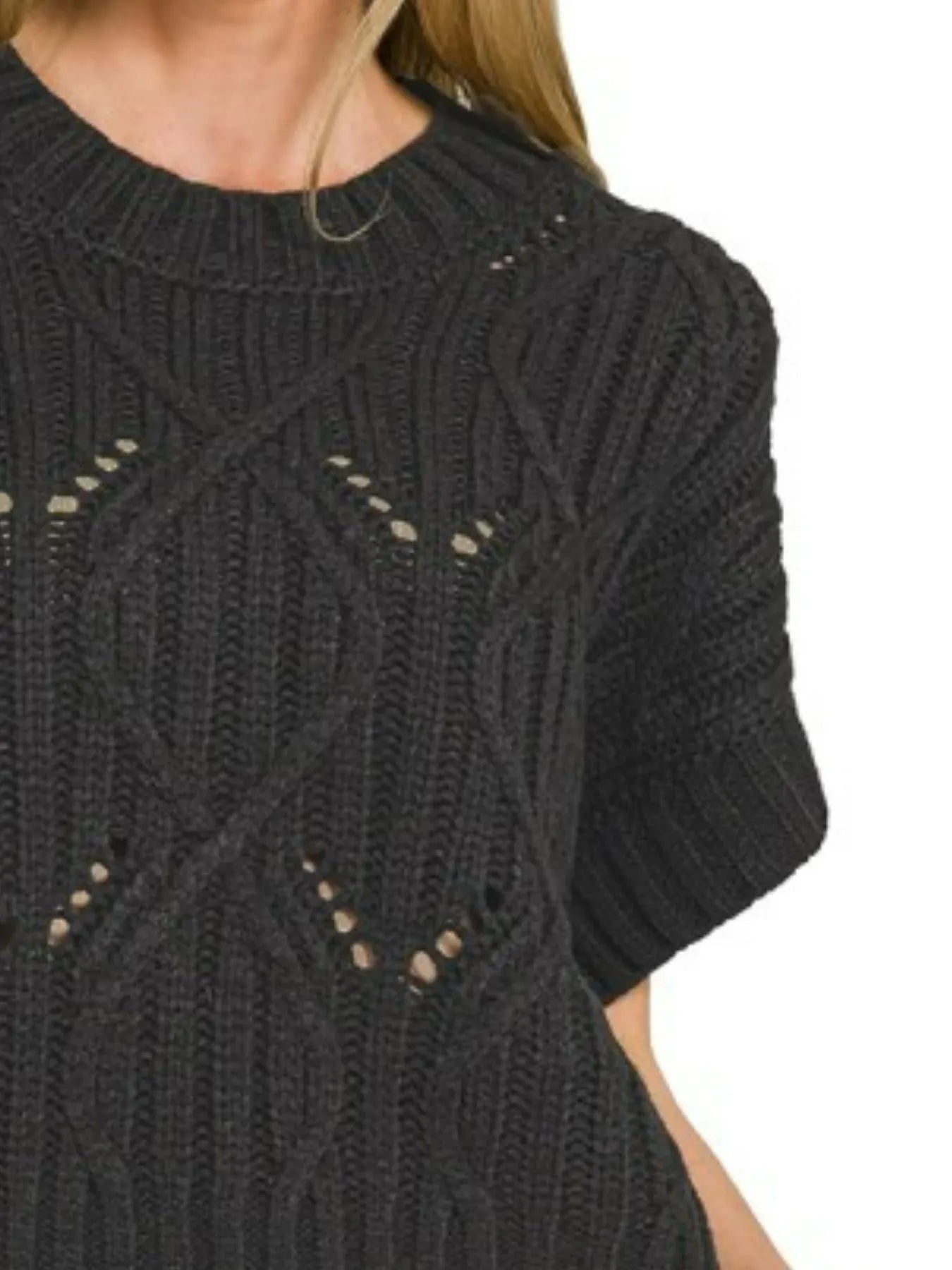Black Cable Knit Pullover Sweater Soft Stylish & Breathable