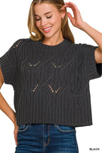 Black Cable Knit Pullover Sweater Soft Stylish & Breathable
