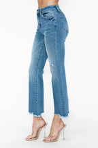 Bytos Raw Hem Distressed Crop Jeans – Stylish Mid Rise Flare Denim