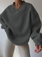 Dropped Shoulder Long Sleeve Oversized Sweatshirt – Cozy Casual Fit