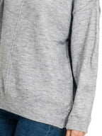 Melange Front Seam Round-Neck Sweater Cozy Women’s Knit Pullover