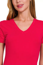 Zenana Basic Cotton V-Neck Tee – Classic, Soft & Everyday Essential