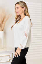 V-Neck Dropped Shoulder Blouse – Chic, Relaxed & Versatile