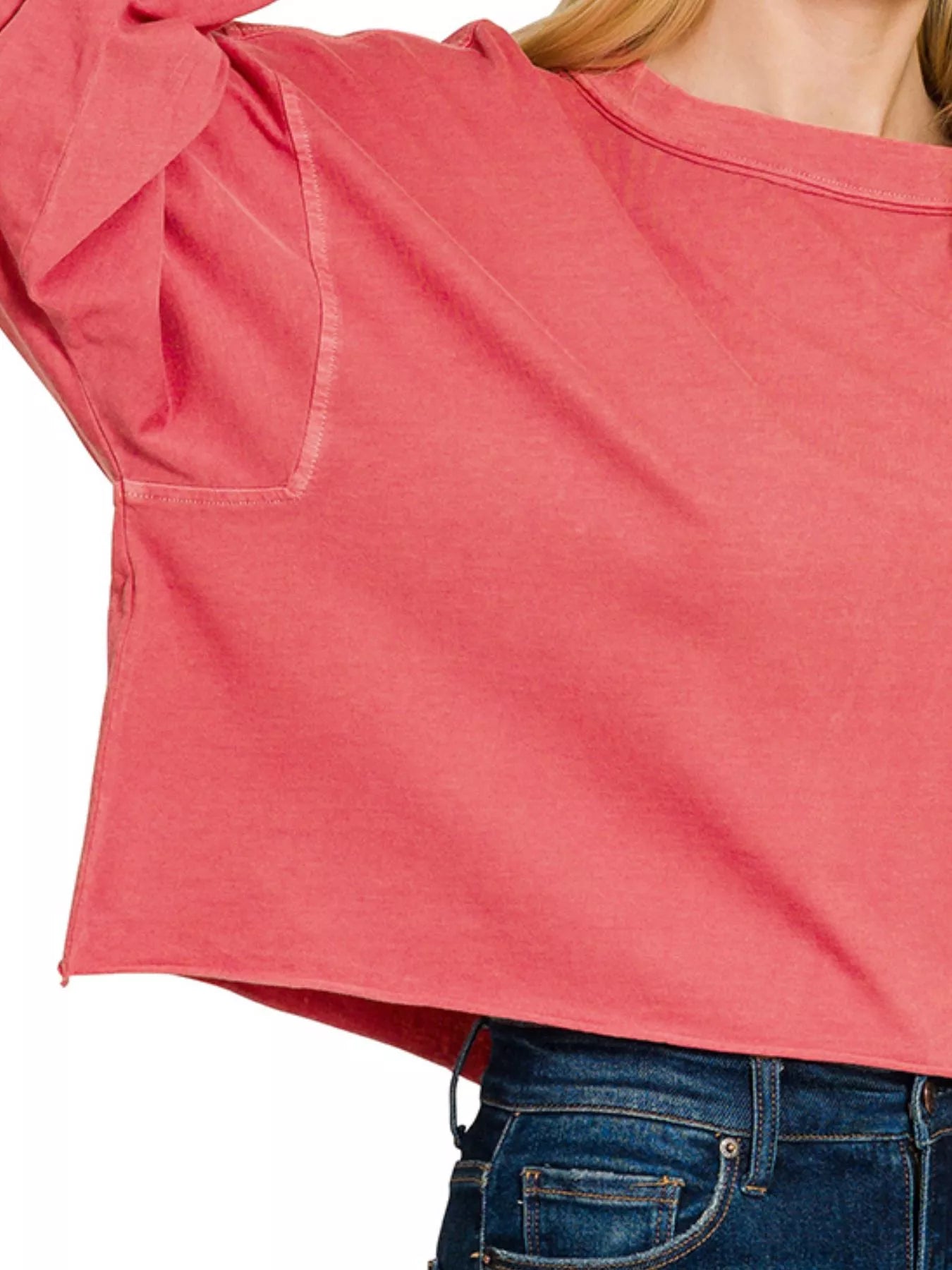 Zenana Oversized Pigment Dye Round-Neck T-Shirt – Soft Vintage Wash Style