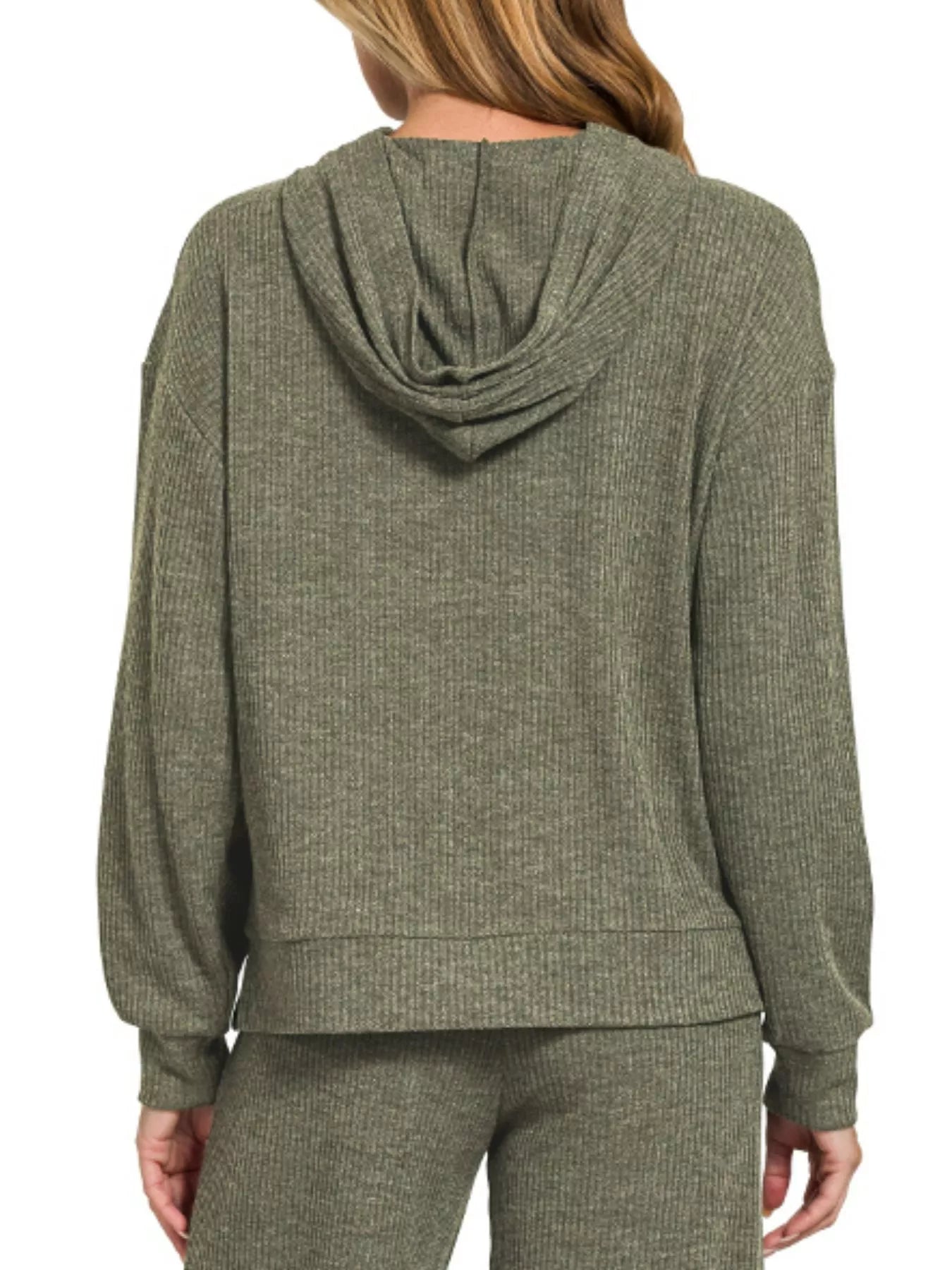 Drop Shoulder Ribbed Crop Hoodie