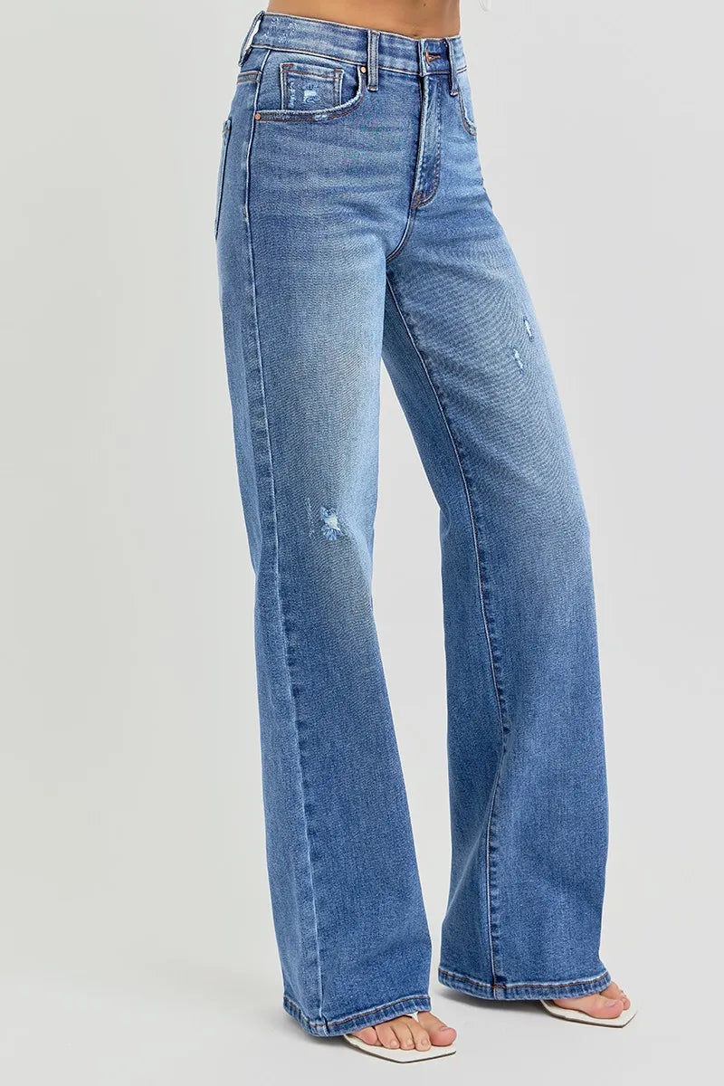 Dreamkue-Risen Women's High Rise Wide Leg Jeans with Tummy Control & Elastic Waistband