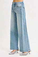 Mid Rise Wide Barrel Snap Hem Jeans | Versatile Trendy Denim