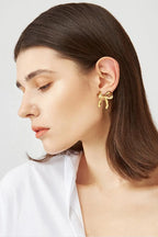 Brass Bow Stud Earrings – Cute Feminine Everyday Jewelry