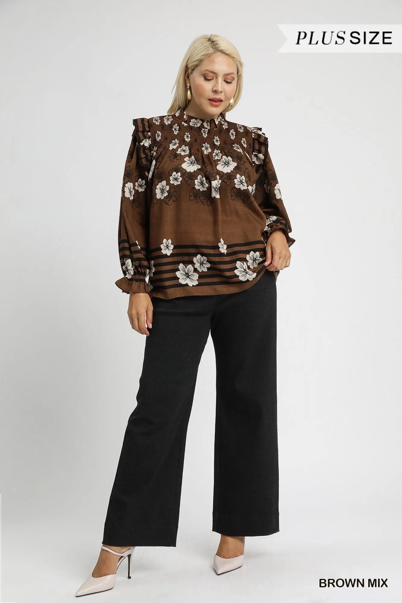 Mix Floral Smocked Ruffle Blouse – Feminine & Stylish Wardrobe Essential