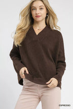 Cozy Knit V-Neck Sweater Top