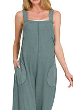 Knit Waffle Wide-Leg Overalls – Comfy, Textured & Effortlessly Trendy