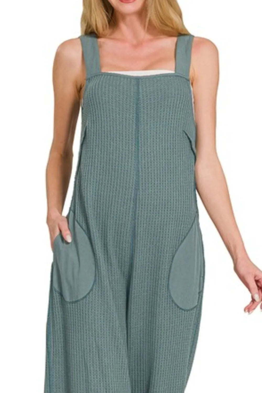 Knit Waffle Wide-Leg Overalls – Comfy, Textured & Effortlessly Trendy