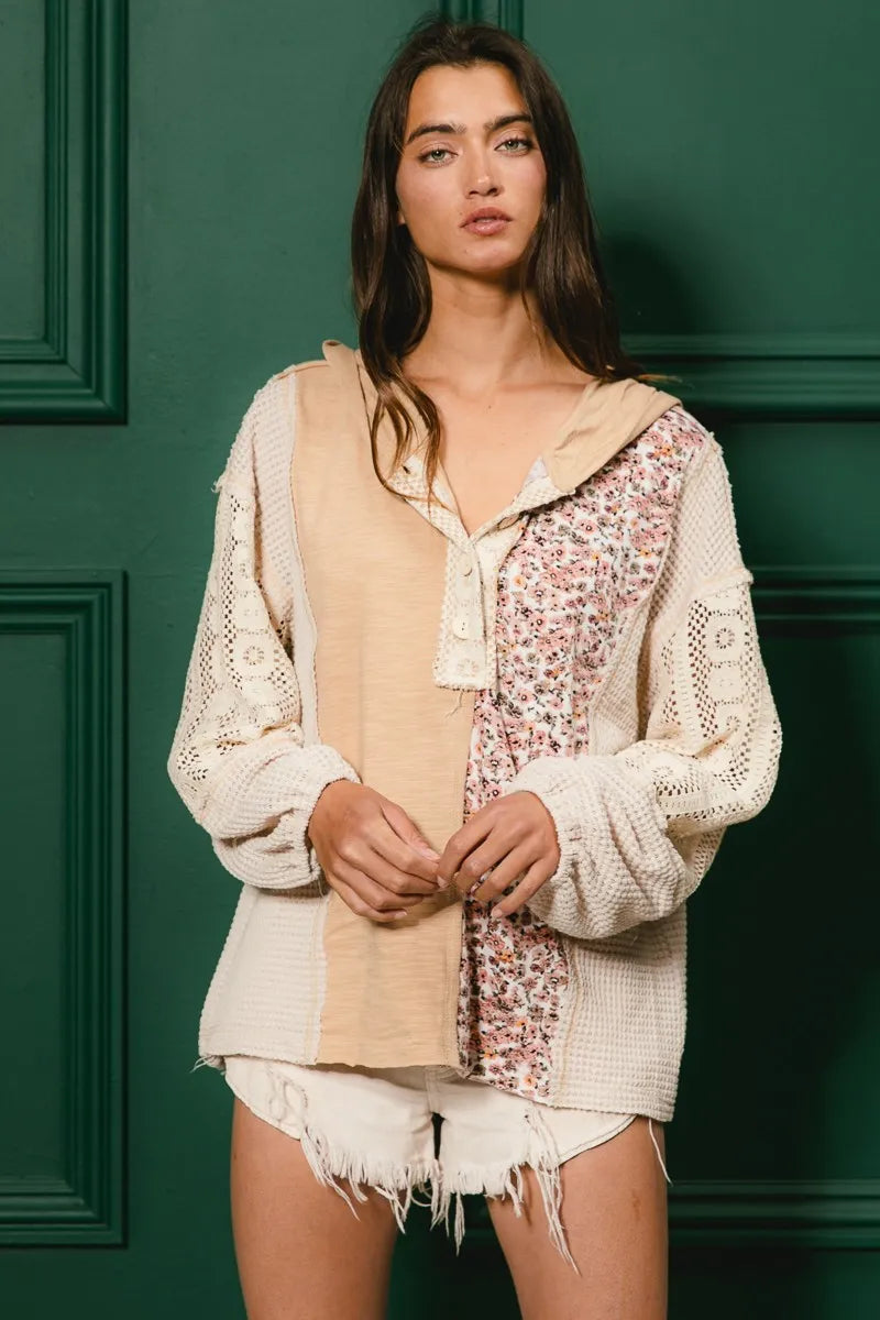 ace Combo Slub Jersey Hoodie – Buttoned, Chic & Casual Comfort