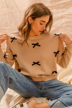 SO ME Ribbon Bow Applique Sweater – Chic, Feminine & Cozy Knit Style