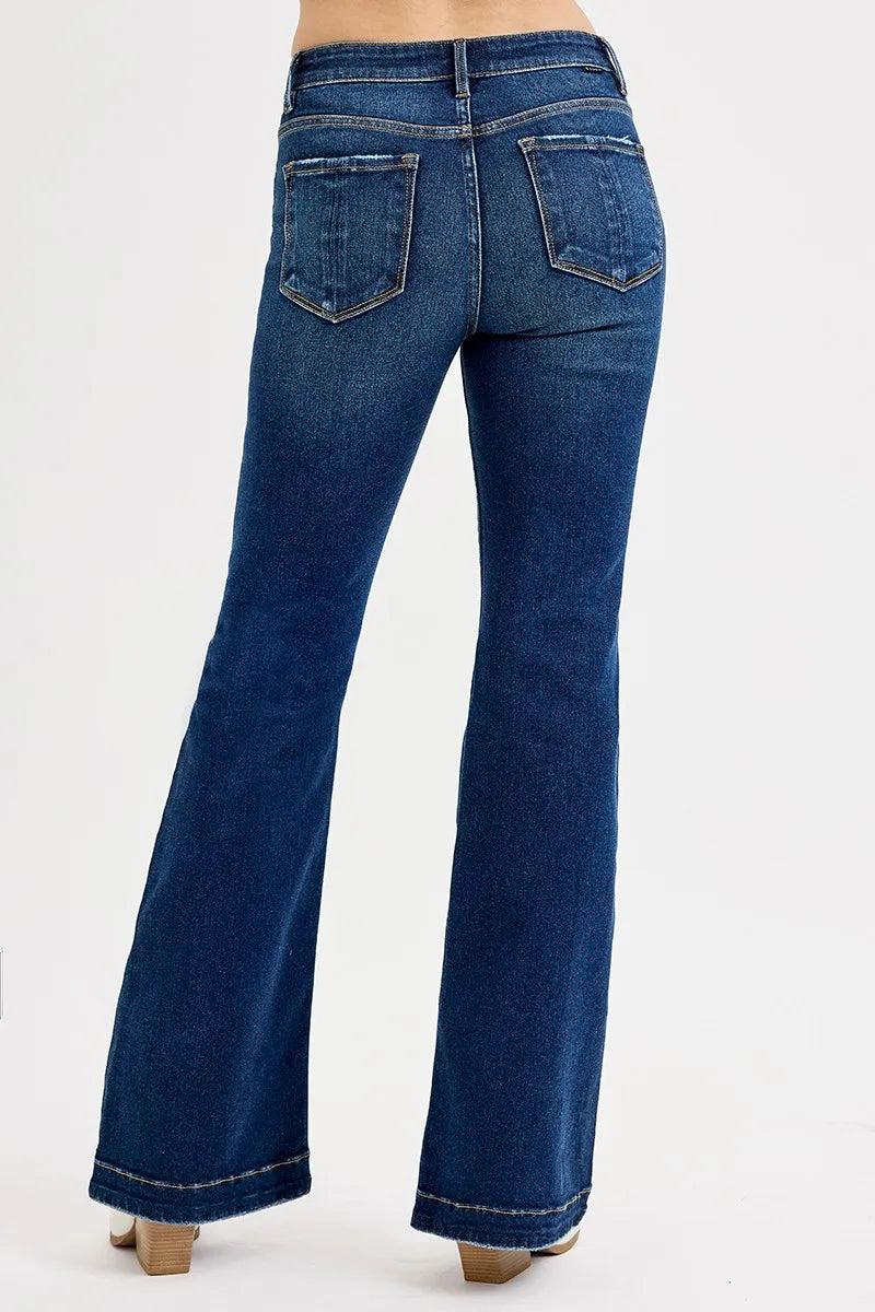 Tummy Control Mid Rise Flare Jeans – Slimming & Stylish Denim