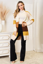 Color-Block Dropped Shoulder Cardigan – Cozy, Trendy & Eye-Catching