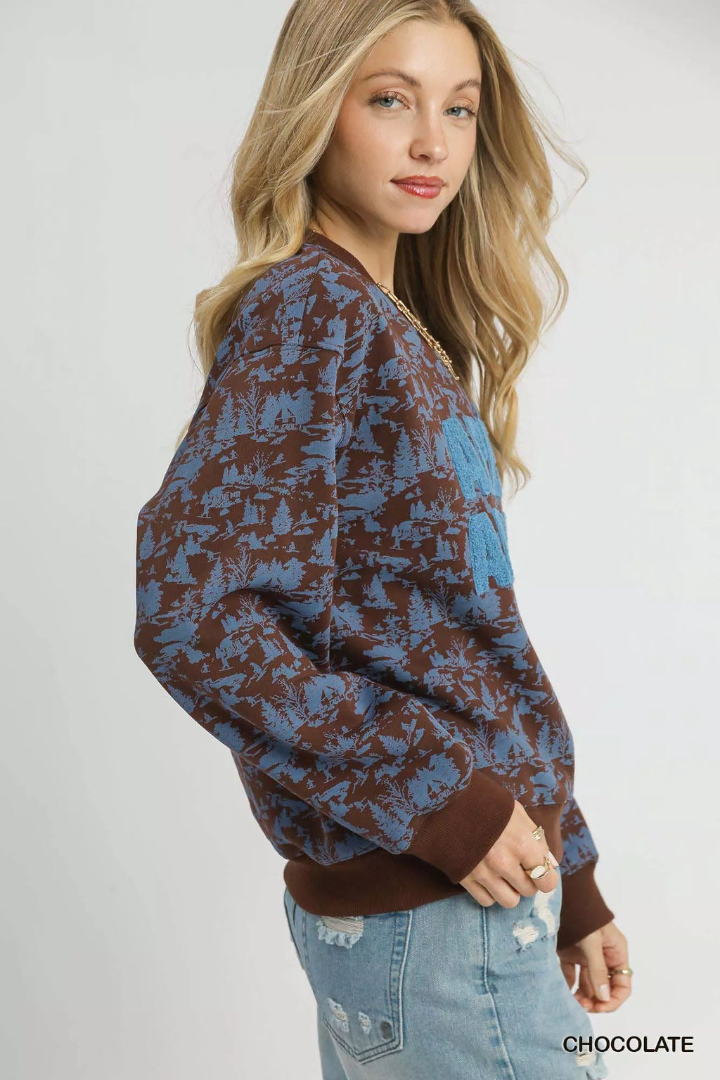 Scenic Print Cropped Sweatshirt – Trendy Casual Streetwear