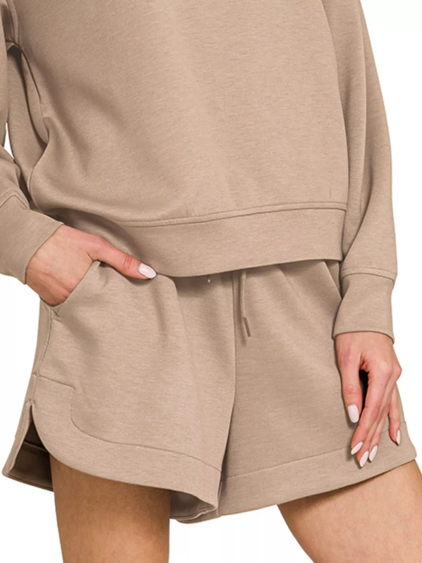 Zenana Scuba Sweatshirt & Shorts Set – Sleek, Comfy Modern Lounge Wear