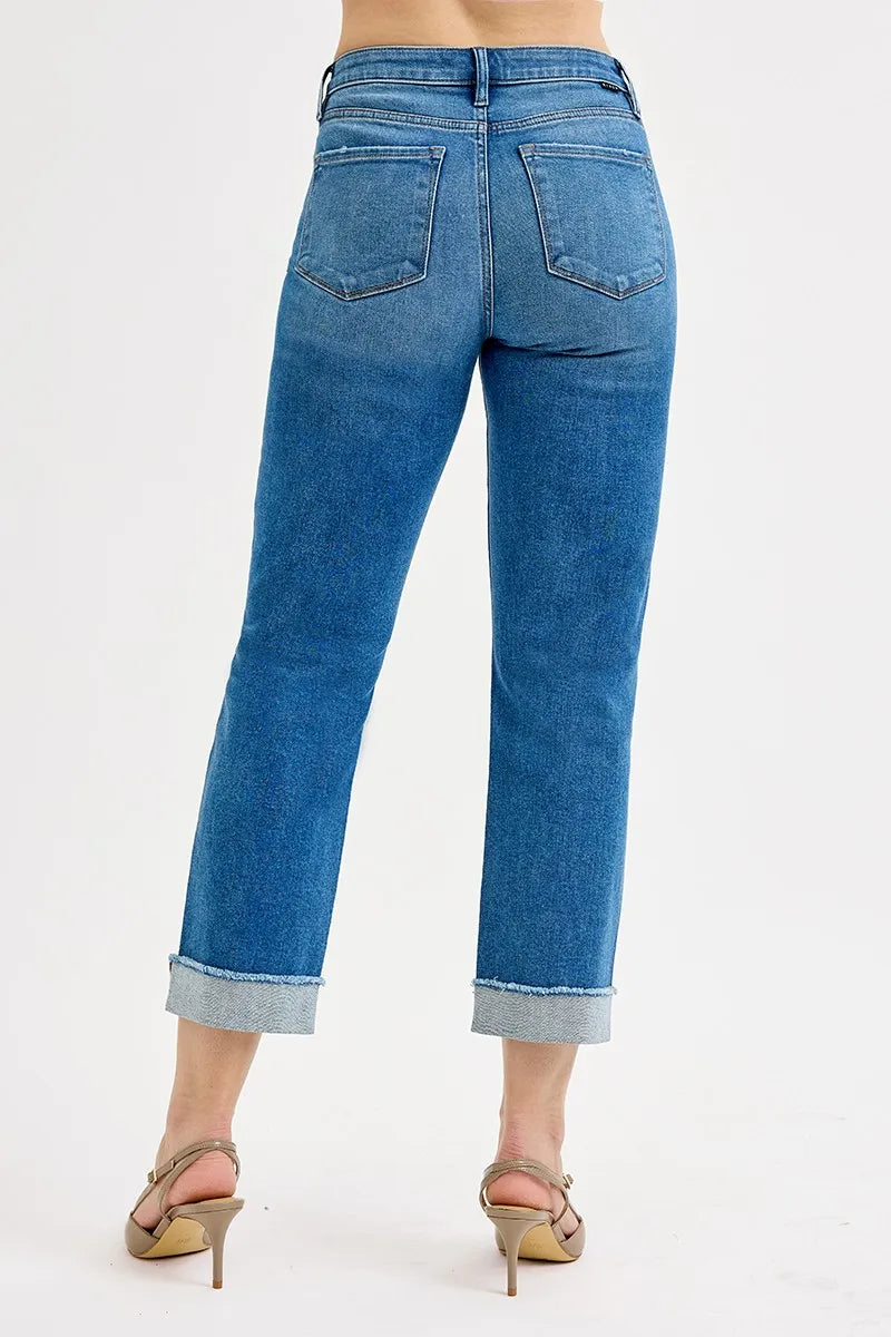 Dreamkue-Risen Women's High Rise Boyfriend Fit Ankle Jeans Relaxed Stretch Denim Pants