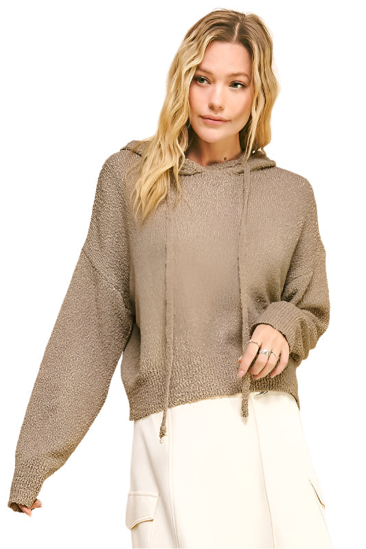 Davi & Dani Drop Shoulder Long Sleeve Hooded Sweater