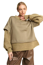 Davi & Dani Faux Layered Round Neck Sweater