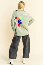 Davi & Dani Multi Color Rock & Roll Fringed Hem Loose Fit Shacket