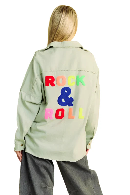 Davi & Dani Multi Color Rock & Roll Fringed Hem Loose Fit Shacket