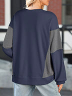 Striped Round Neck Long Sleeve Sweatshirt – Casual Cozy Style