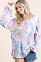 Tie Dye Terry Top – Puff Sleeves & Playful Casual Style