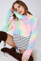 BiBi Tie-Dye French Terry Cowl Neck Top – Cozy, Vibrant & Stylish