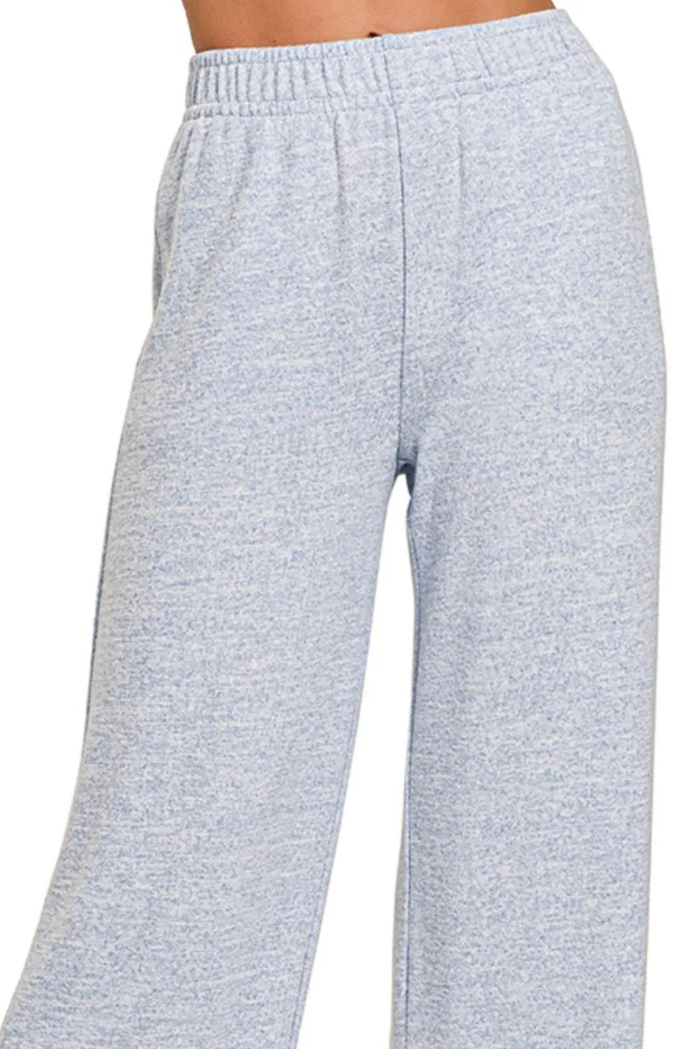 Zenana Soft Melange Hacci Lounge Pants – Elastic Waist Comfort